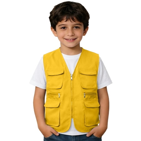 Landzoo Toddler Boys Girls T-Shirt Solid Color Sleeveless V-Neck Tops Summer Casual Boys Tees Size 5-6 Years Yellow