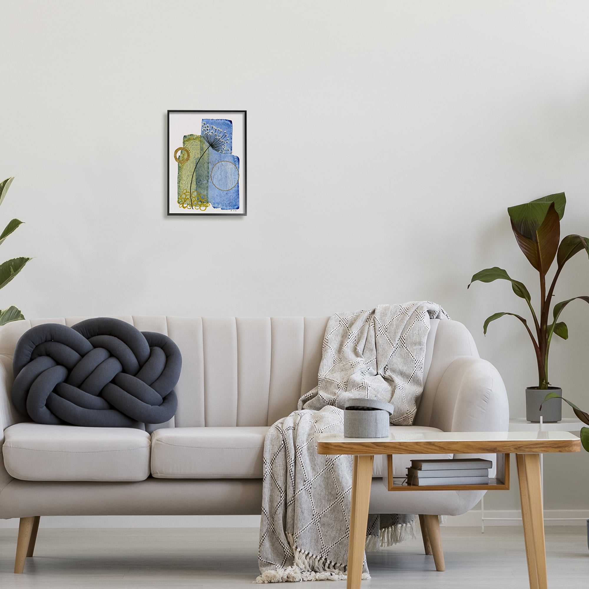 Stupell Industries Modern Dandelion Sprig Abstract Painting Black Framed Art Print Wall Art, 11 x 14