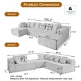 thumbnail image 2 of 130" Modular Sectional Sofa, Gray Cloud Boneless Sofa, Couches For Living Room, Striped Corduroy Upholstered 4-Seater Sofa With Pillow Back And Square Arms, 2 of 11