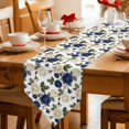 thumbnail image 2 of Navy Blue White Floral Table Runner Linen Burlap Table Runner 90 Inches Long Farmhouse Flowers Botanical Leaf Dresser Scarves for Kitchen Island Coffee Dining Room Party Wedding Holiday Decor 13"x90", 2 of 8
