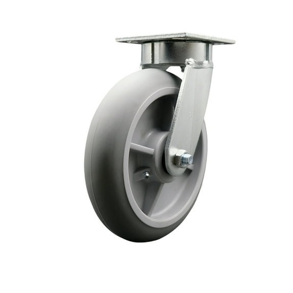 8 Inch Kingpinless Thermoplastic Rubber Wheel Swivel Top Plate Caster SCC