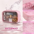 thumbnail image 3 of Bolsa de maquillaje DYSHAYEN transparente para mujeres y niñas, viajes, lazo rosa, 3 of 7