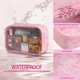 thumbnail image 3 of Bolsa de maquillaje DYSHAYEN transparente para mujeres y niñas, viajes, lazo rosa, 3 of 7