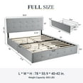 thumbnail image 6 of Sifurni Full Size Upholstered Platform Bed Frame with 4 Drawers Storage and Square Stitched Button Tufted Headboard, Light Grey, 6 of 6
