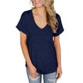 thumbnail image 2 of ONLYSHE Womens Summer V Neck T Shirts Short Sleeve Loose Fit Basic Tunic Tops Blouse, 2 of 5
