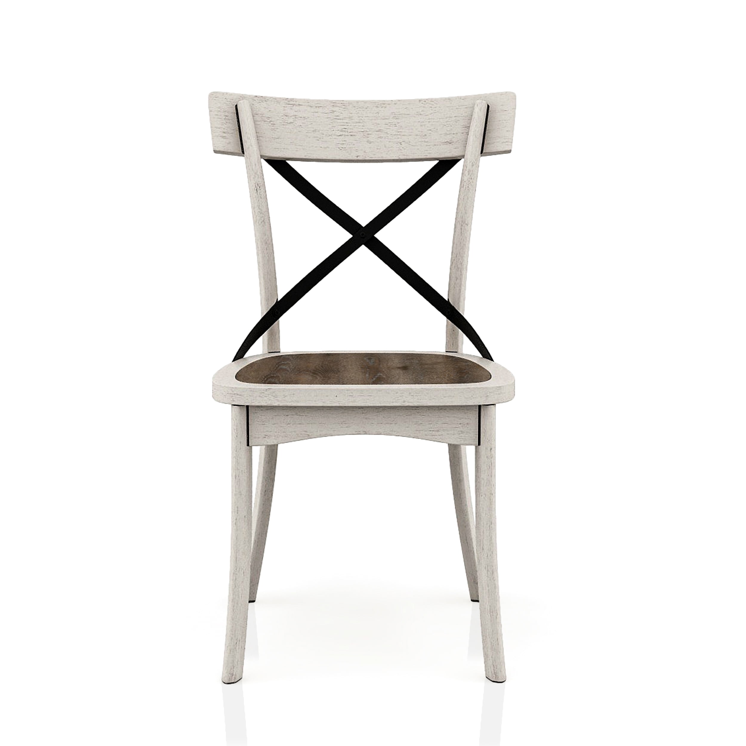 Furniture of America Acres Farmhouse Wood Dining Chair-Set of 2, Antique White