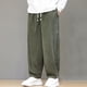 thumbnail image 1 of Pantalones largos de pana de color liso para hombre, estilo vintage, rectos, con cintura elástica y cordón, informales, para hombre, 1 of 9