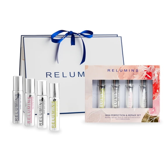 Relumins On-the-Go Gift Set – Travel Skincare Bundle with Undereye & Lip Roll-On, Skin Tone & Refreshing Serum – Nourishing Essentials for Smooth, Glowing Skin – Daily Care & Holiday Gift for Her
