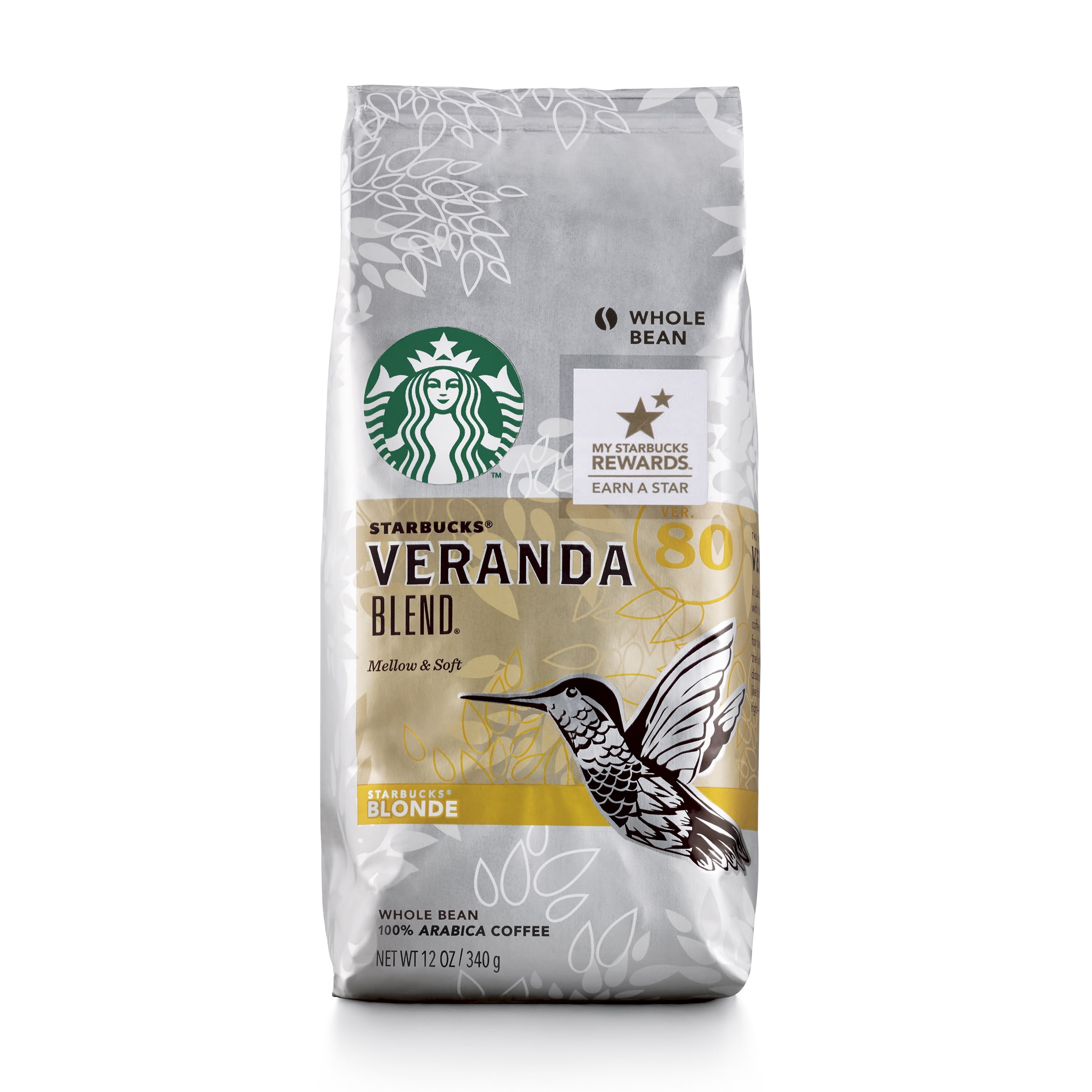 Starbucks Veranda Blend Light Blonde Roast Whole Bean Coffee, 12-Ounce ...