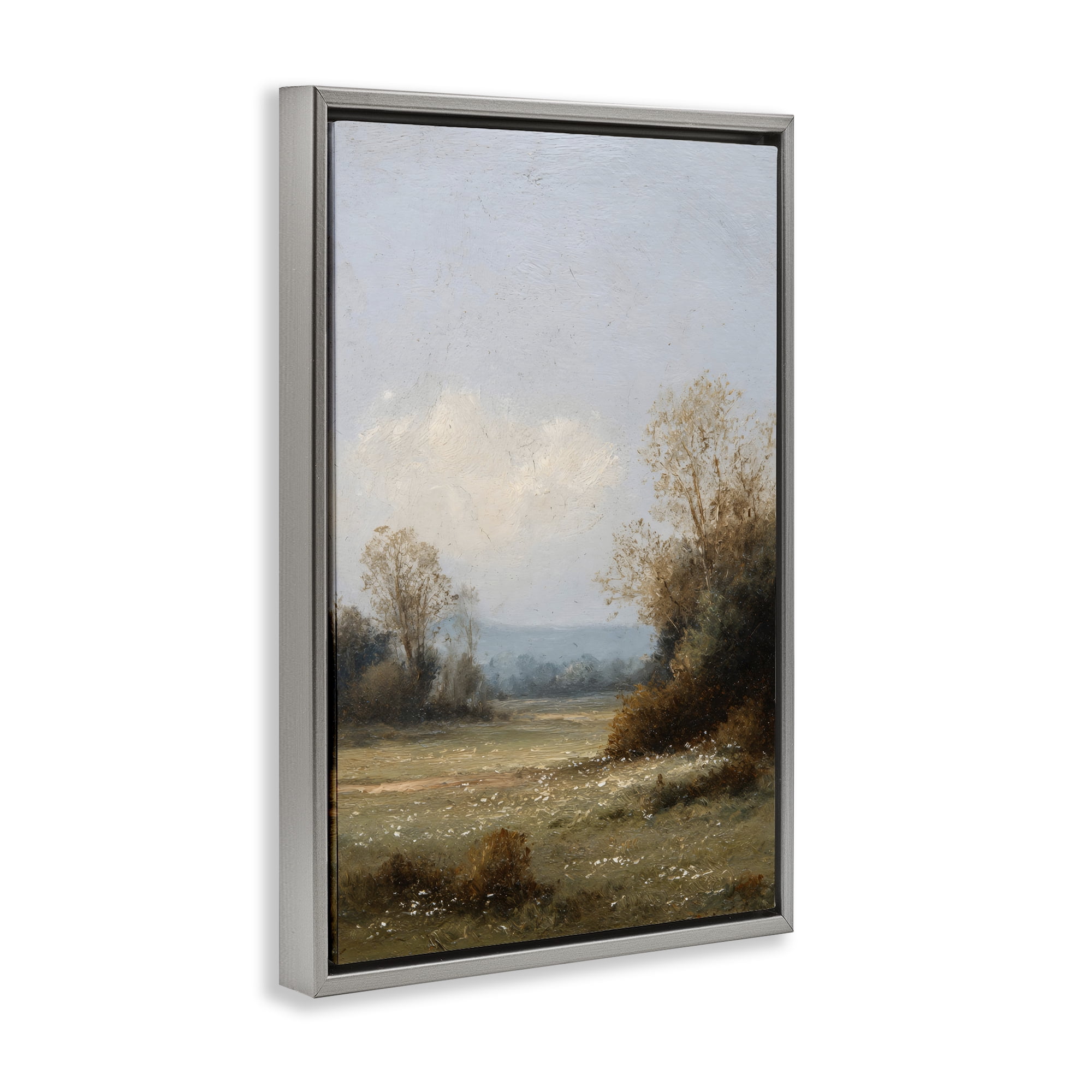 Stupell Industries Silent Little Meadow Gray Framed Floater Canvas Wall Art, design by Petal Prints Design
