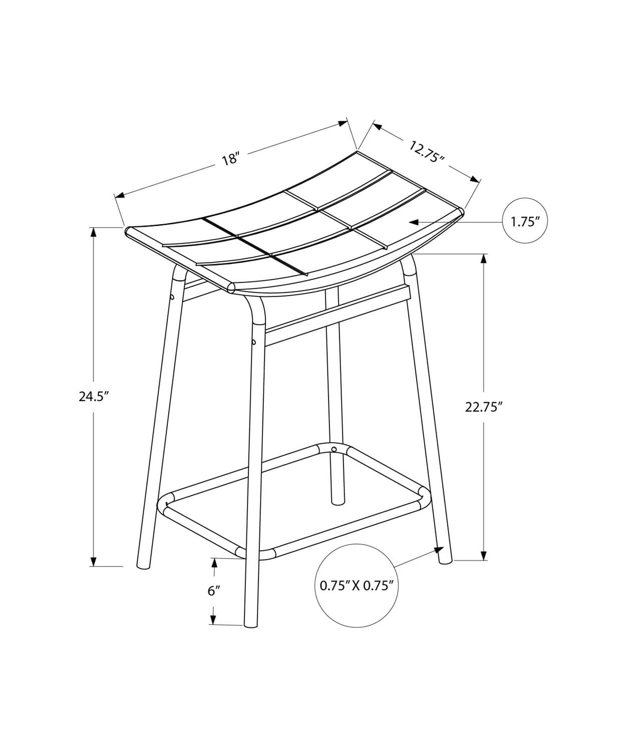 Monarch Specialties  Tabouret De Bar, Hauteur Du Comptoir, Ensemble De 2, Cuisine, Aspect Cuir Noir, Métal Noir, Contemporain, Moderne