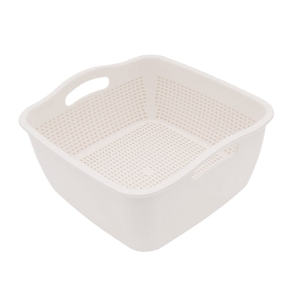 Yuarrent Cesta de drenaje de doble asa para una fácil limpieza y multifuncional resistente y duradera Organizadores de utensilios de cocina Blanco