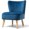 thumbnail image 3 of Pemberly Row Contemporary Rubber Wood & Velvet Armless Leisure Chair in Blue, 3 of 10
