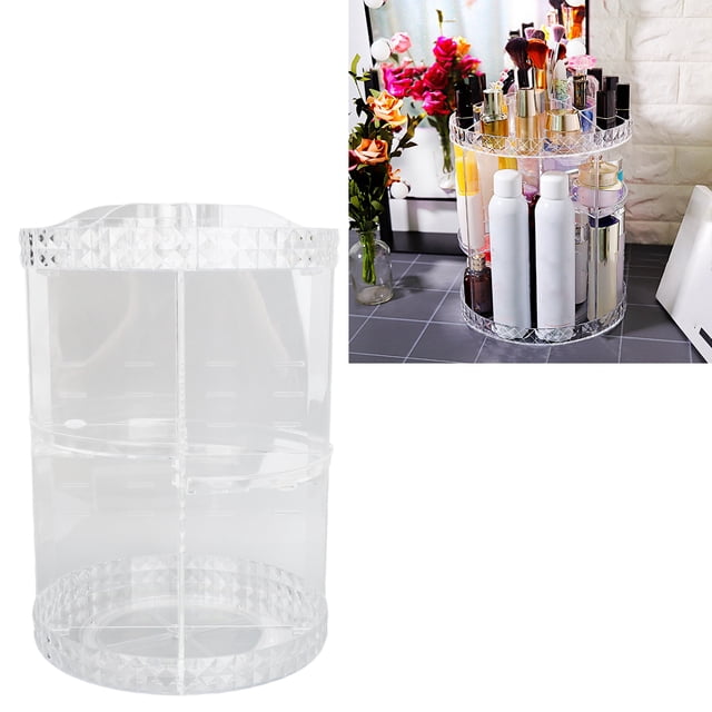Caja De Almacenamiento De Cosméticos Con Patrón De Diamante, Organizador De Almacenamiento De Cosméticos De Diamante Giratorio Grueso Para Lápiz Labial