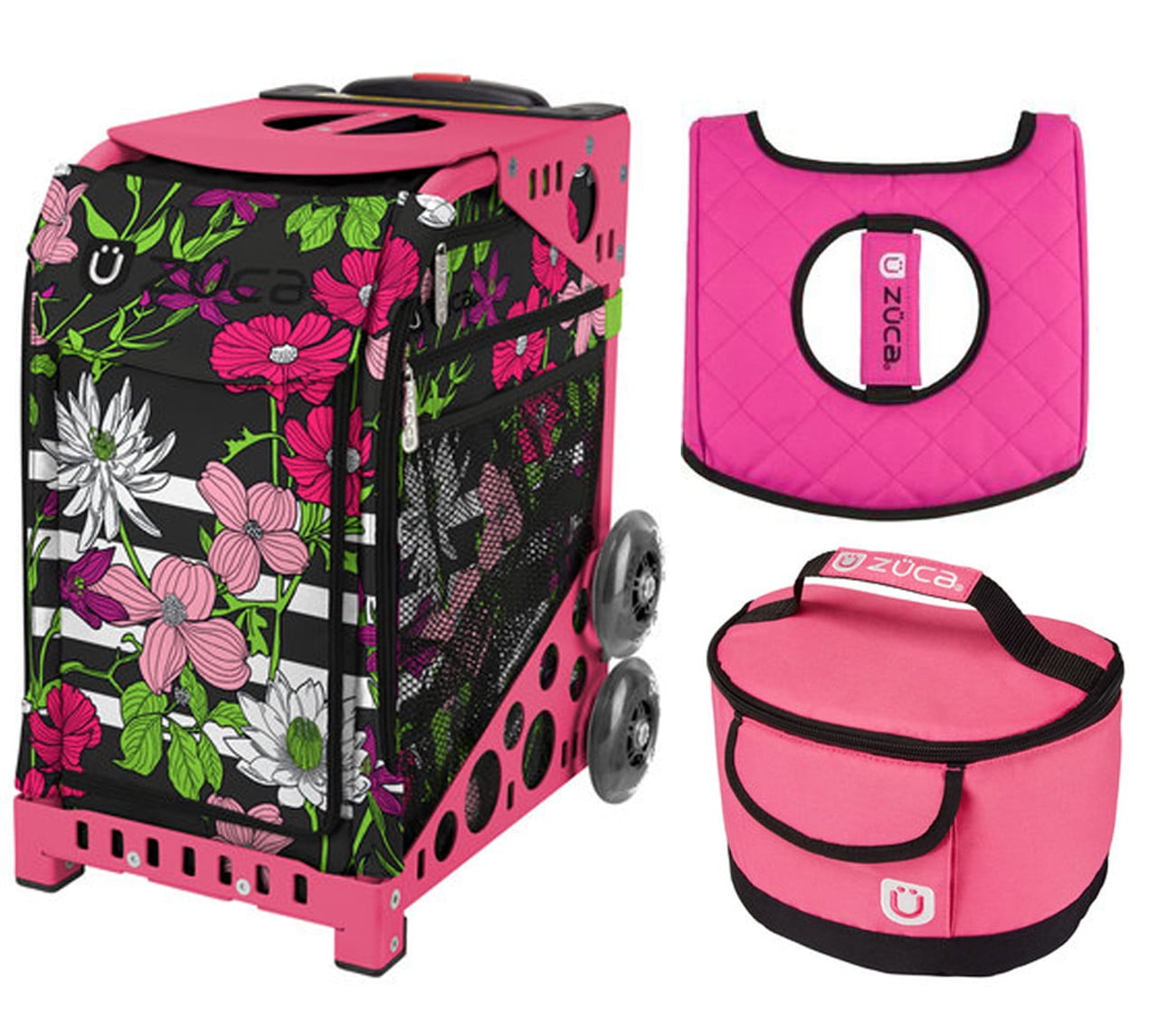 Zuca 18" Sport Bag Petals & Stripes with Lunchbox and Seat Cover