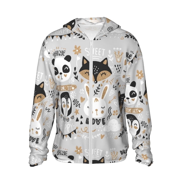 Fotbe Funny Animals Series Chaqueta con Protección Solar UPF 50+ para Hombre y Mujer, Camisa con Capucha y Bolsillos-Small