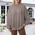 thumbnail image 2 of larppty Womens Oversized Sweatshirts Turtleneck Pullover Long Sleeve Solid Color Tops Fall Fashion Outfits 2025 Clothes (Khaki, 3XL), 2 of 4