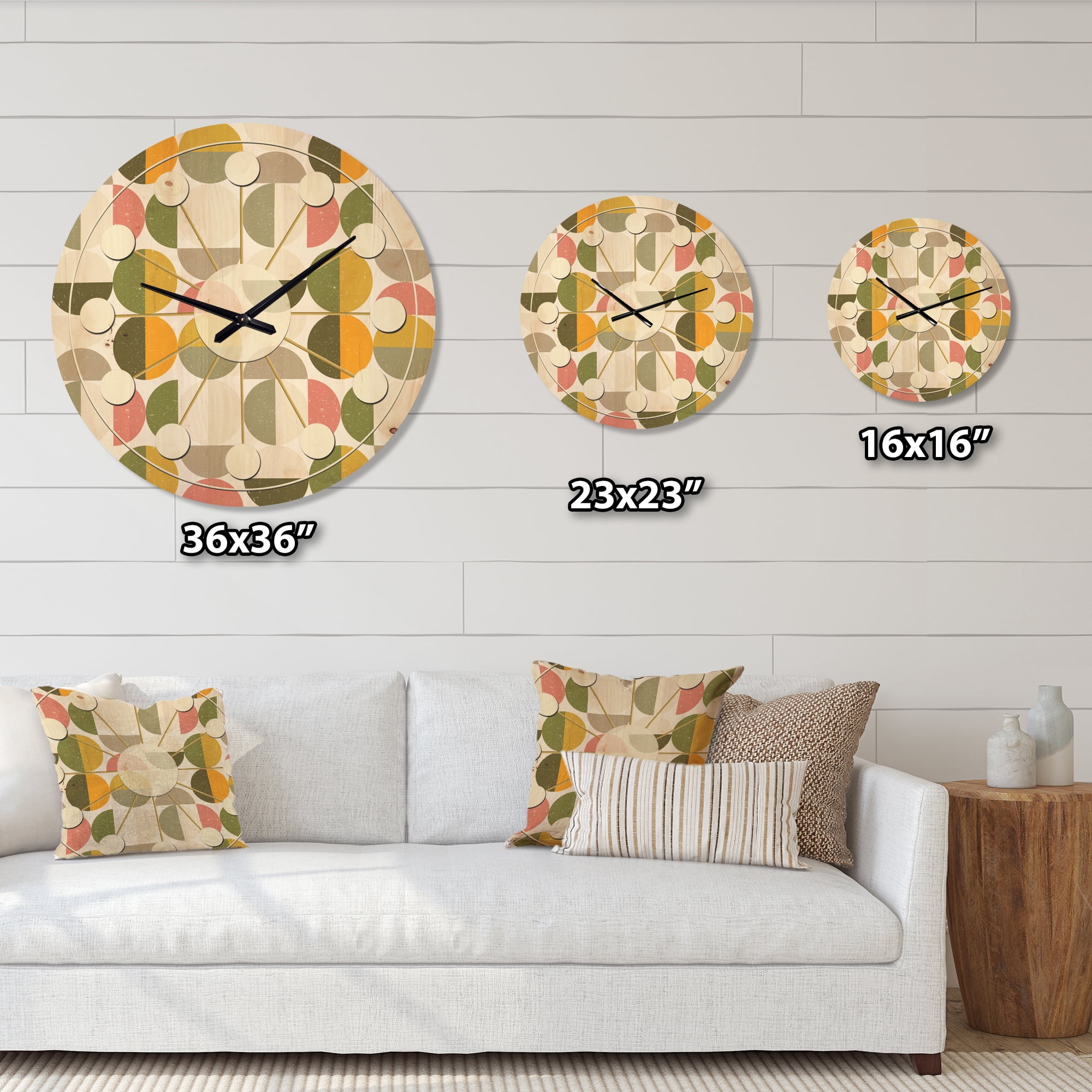 Designart 'Traditional Circular Design I' Mid-Century Modern Wood Wall Clock
