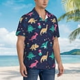 thumbnail image 3 of Pofeuu Cartoon Dinosaur Print Hawaiian Shirt for Men Sleeves Casual Button Down Summer Beach Dress Shirts T-Shirts,X-Large, 3 of 7