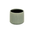 thumbnail image 2 of 6" Green Striped Ceramic Indoor Outdoor Round Pot Planter, 2 of 6