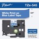 thumbnail image 1 of Brother Genuine P-touch T TZE-545 Cinta, cinta de touch P-touch estándar estándar de 3/4 "(0.7"), blanco en azul, para uso interior o exterior, resistente al agua, 26.2 pies (8 m), un solo paquete, 1 of 2