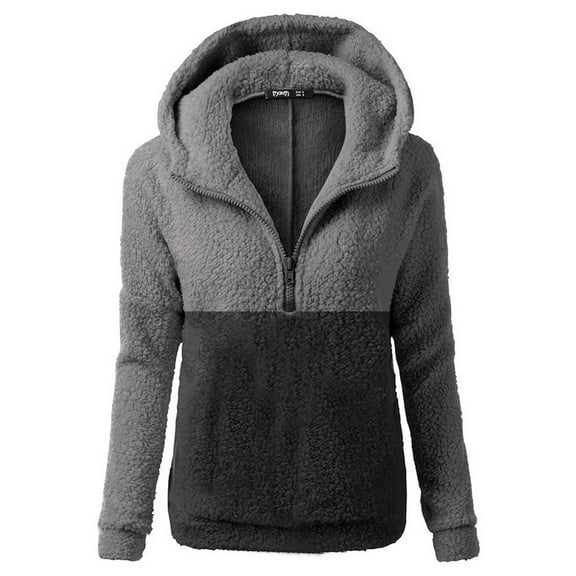 CAICJ98 Hoodies for Women Winter Fleece Sweatshirt - Full Zip Up Thick Sherpa Lined north face jacket womens Grey,M