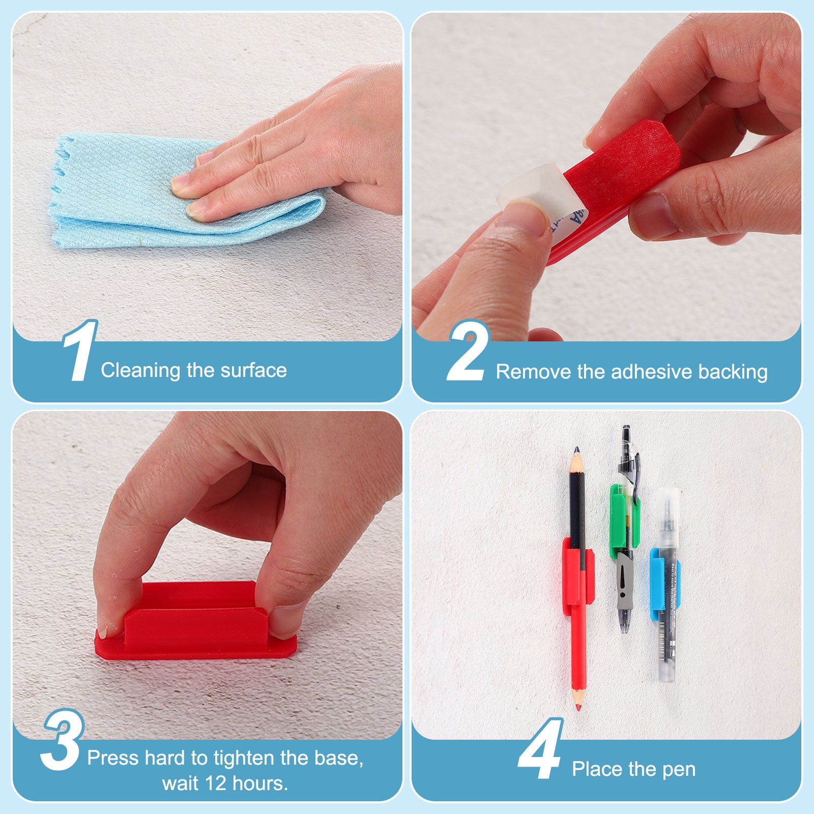 Unique Bargains Pen Holder for Desk Adhesive Silicone Pencil Holder for Office Black