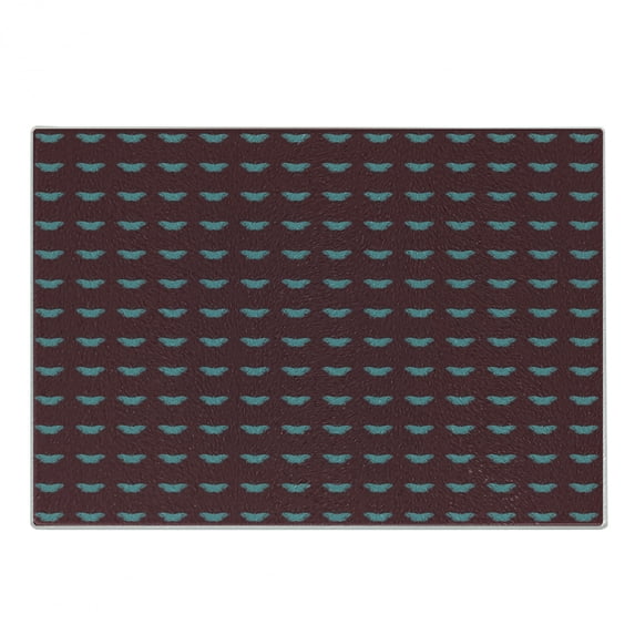 Butterfly Cutting Board, Little Blue Butterfly Silhouettes on Dark Backdrop Ornate Wings Nature, Decorative Tempered Glass Cutting and Serving Board, Small Size, Maroon and Turquoise, by Ambesonne