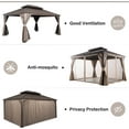 thumbnail image 6 of LAUSAINT HOME 12' x 16' Hardtop Patio Gazebo, 2-Tier Permanent Aluminum Hardtop with Mosquito Netting and Privacy Curtain, Brown, 6 of 10
