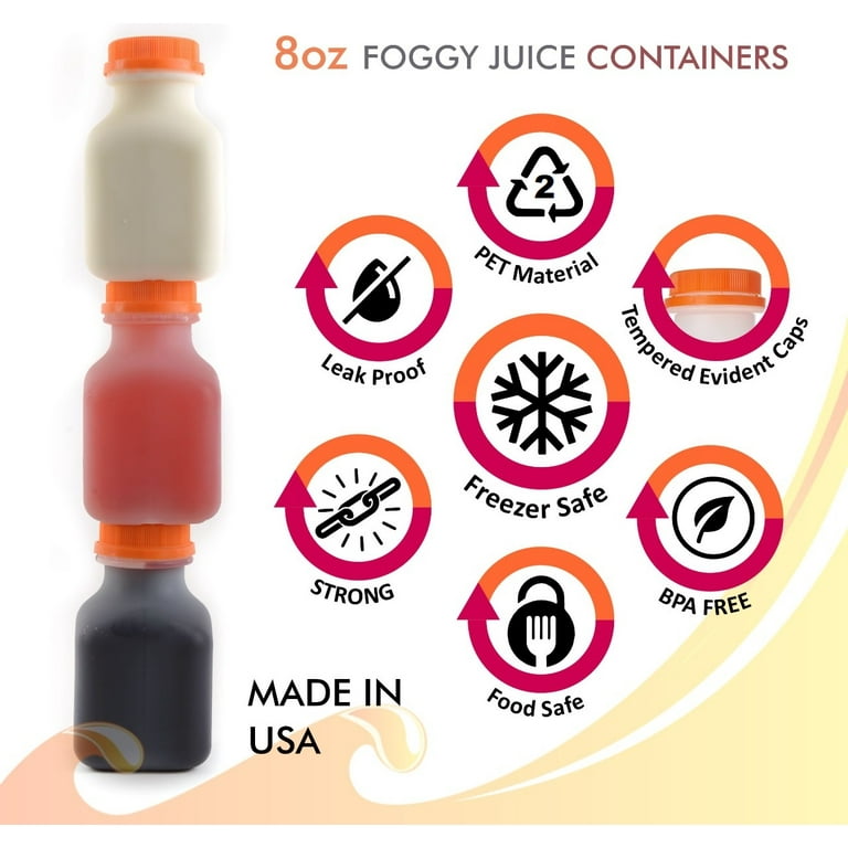 100 PACK 8 oz Empty Plastic Juice Bottles with Tamper Evident Caps -  Smoothie Bottles - Ideal for Juices, Milk, Smoothies, Picnic's and even  Meal