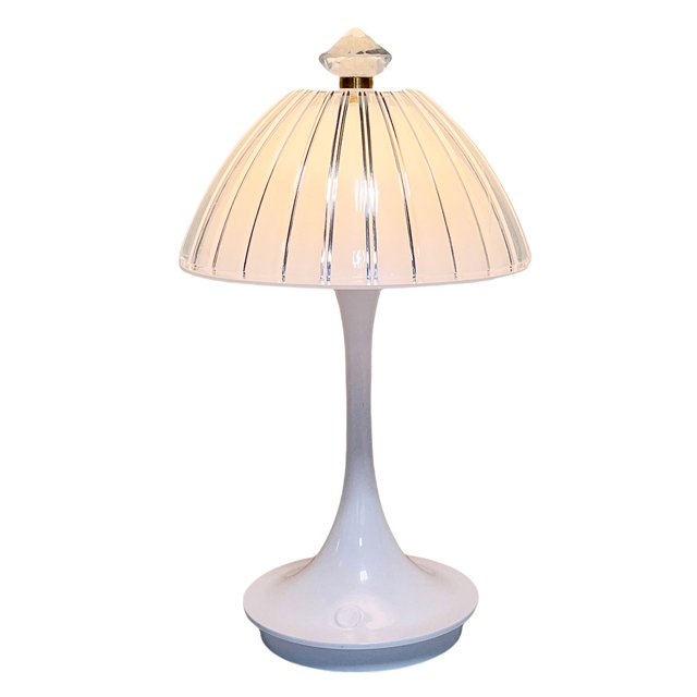 Lámpara Mesa LED Inalámbrica Lámpara Cristal Con Control Táctil Regulable Recargable (blanca)