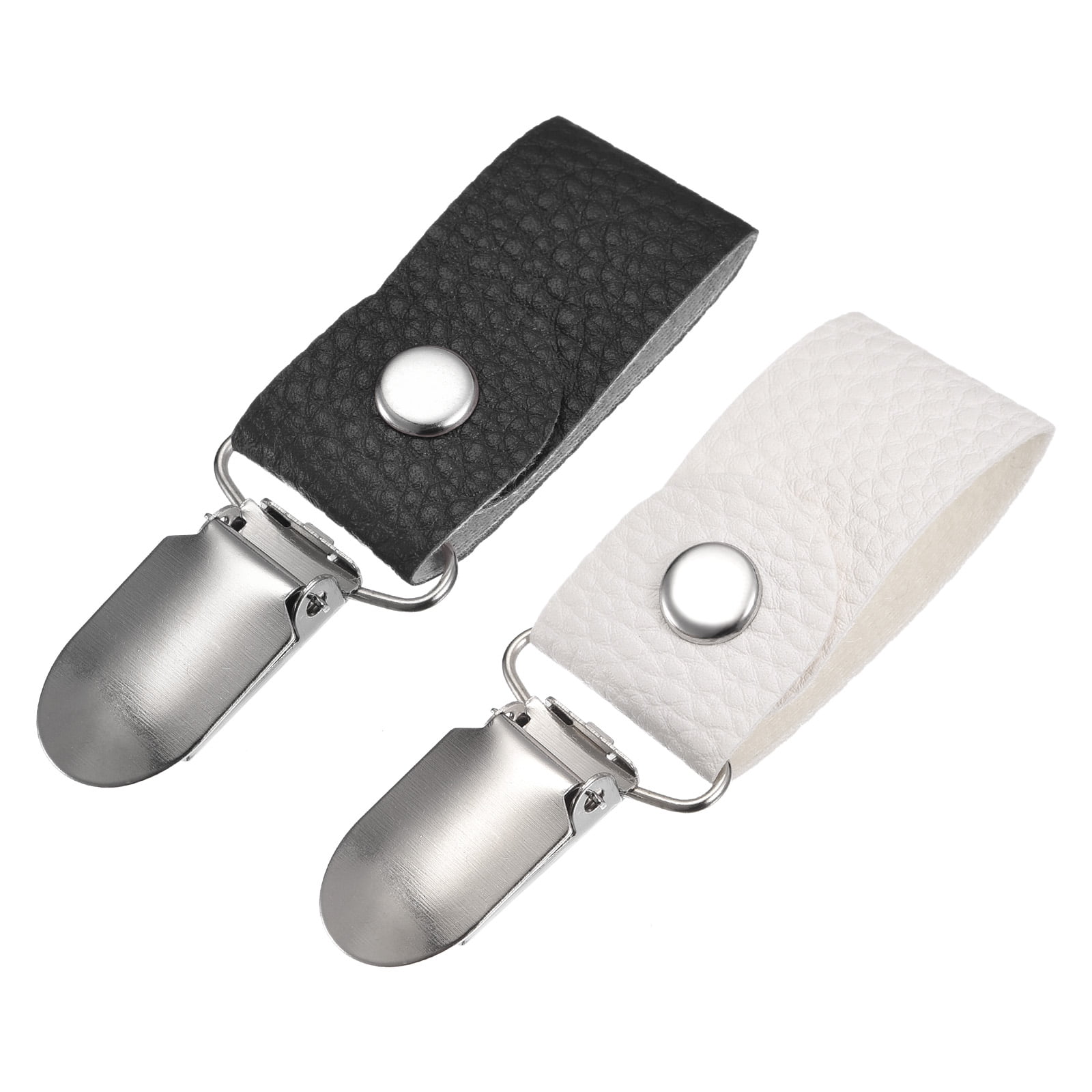 Hat Clips for Travel, 2 Pack PU Leather Hat Clips for Bag(Black, White