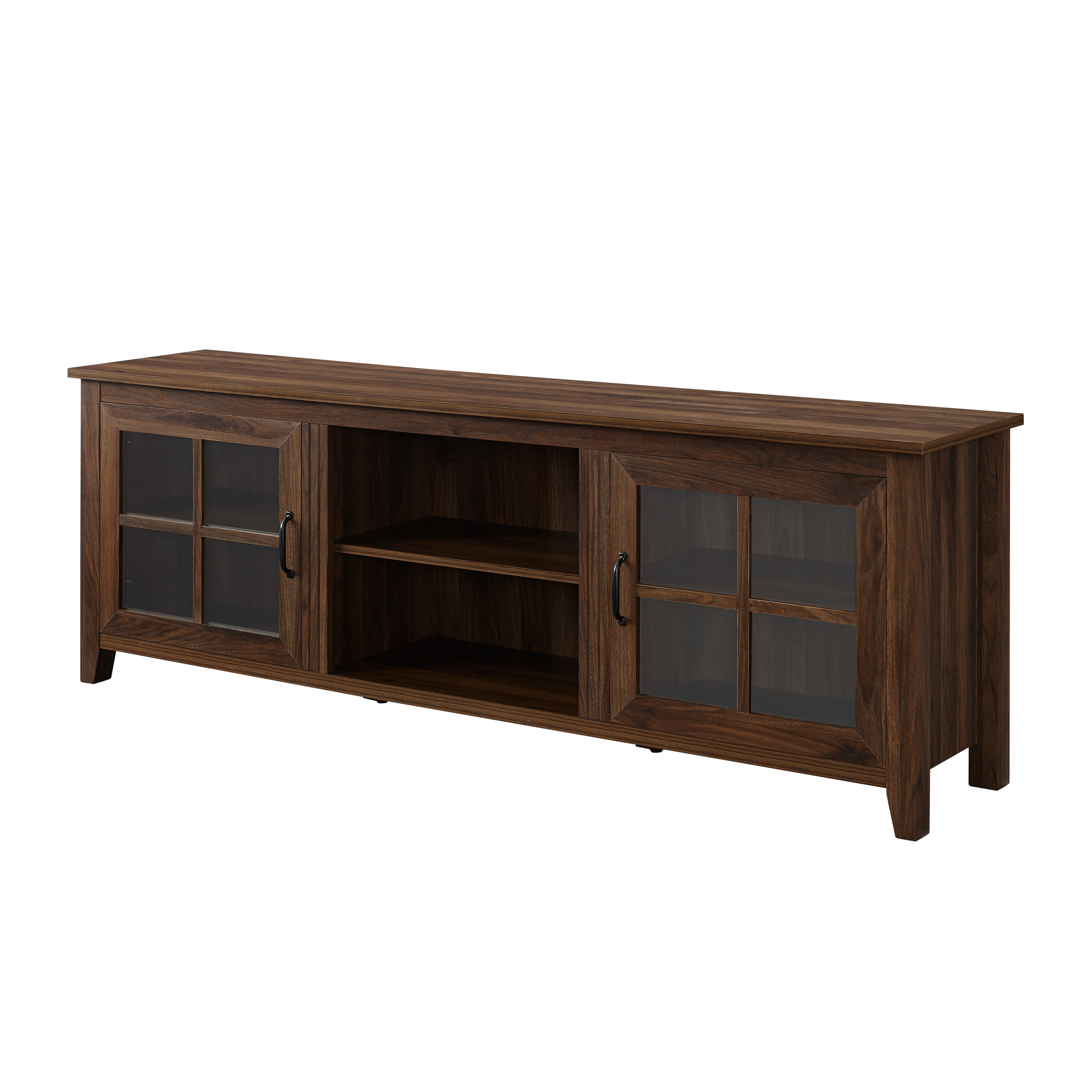 Walker Edison Modern Farmhouse TV Stand for TVs Up to 80", Dark Walnut