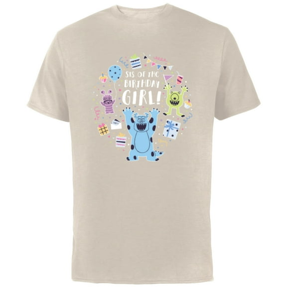 Disney and Pixar’s Monsters, Inc. Sis of the Birthday Girl - Short Sleeve Cotton T-Shirt for Adults - Customized-Natural