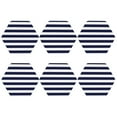 thumbnail image 2 of Fuzoiu Navy Blue And White Stripes Print Leather Coasters Set,Drink Coasters Set of 6,for Tabletop Protection, Durable PVC Coasters,Home Décor and Housewarming Gift,Hexagon, 2 of 7