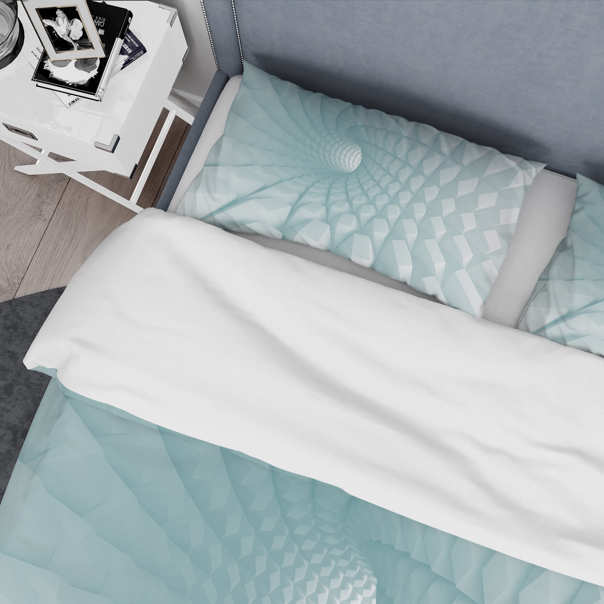 Designart '3D Light Blue Geometric Tunnel' Modern & Contemporary Duvet Cover Set