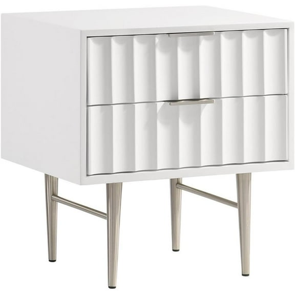 Maklaine 24''H x 22.5''W x 17''D Nightstand in White Medium Gloss Finish