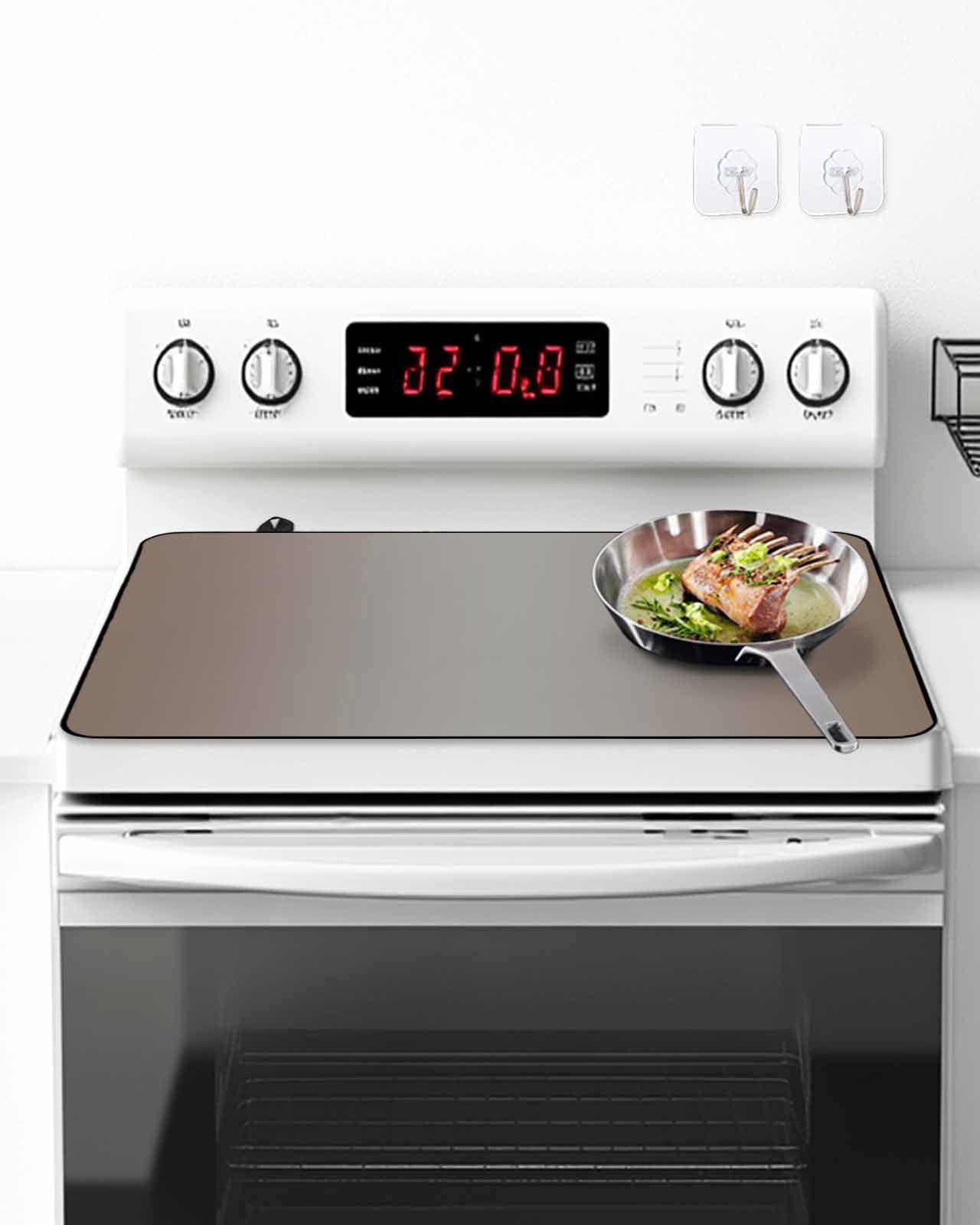 Stove Top Covers for Electric Stove, Brown Gray Ombre Glass Stovetop Cover Protector, Modern Gradient Abstract Art Induction Cooktop Protector Oven Mat for Kitchen Countertop 28.5"x20.5"