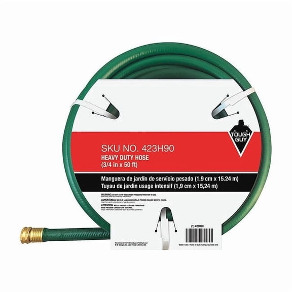 TOUGH GUY 423H90 Water Hose,Cold,PVC,50 ft.,Green