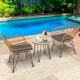 thumbnail image 4 of Gymax 3PCS Rattan Patio Bistro Set Conversation Furniture Set w/ Grey Cushions, 4 of 9