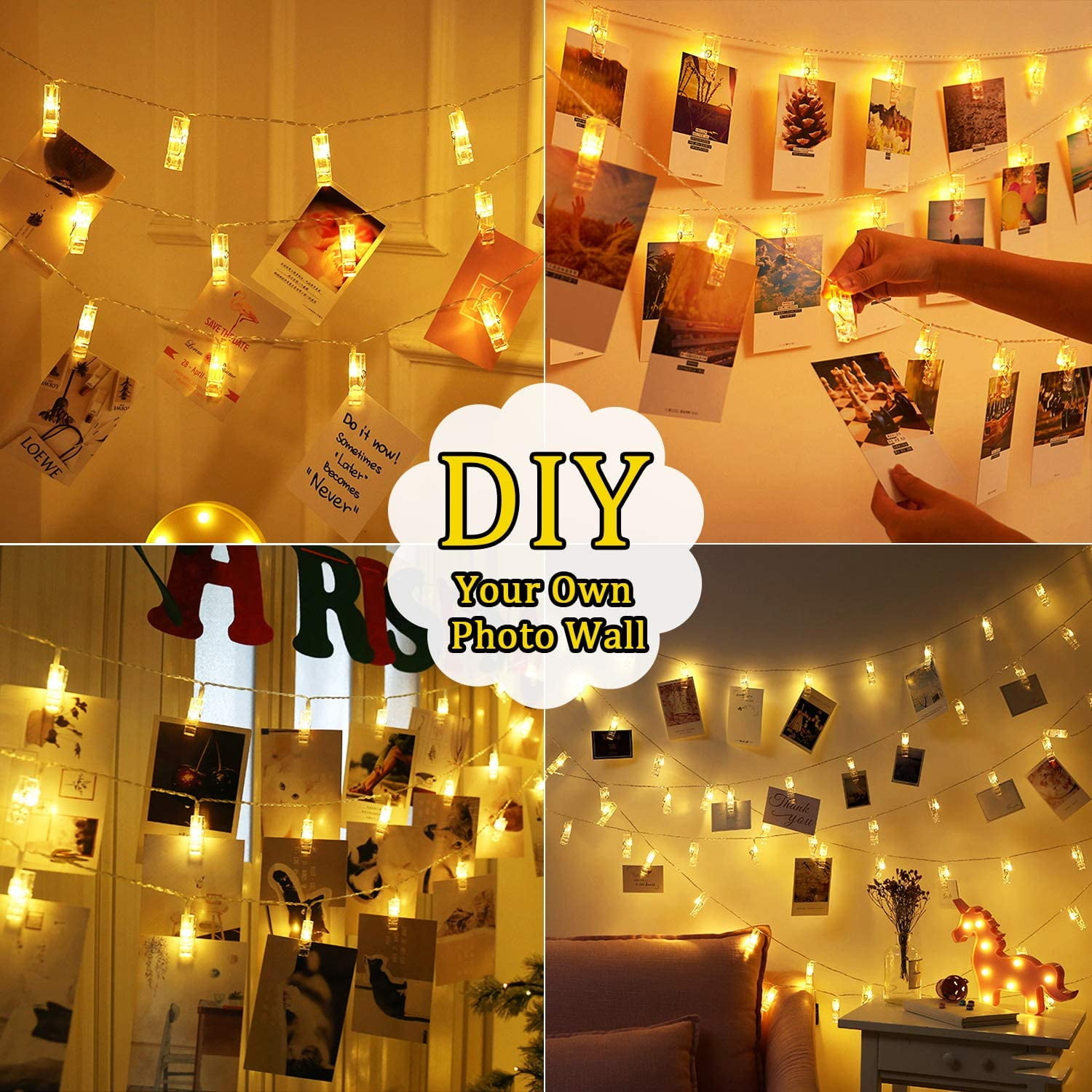 Photo Clip 17Ft - 50 LED Fairy String Lights with 50 Clear Clips for H —  CHIMIYA