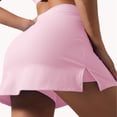 thumbnail image 6 of Tennis Skorts for Women Stretchy Cross Waist Mini Skirt Golf Athletic Running Side Slit Skirts Solid Color Trendy Womens Sport Skirts Pink S, 6 of 6
