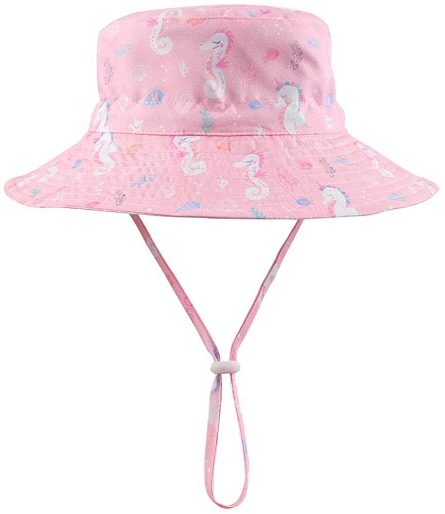 Chapeau de Soleil pour Fille Tout-Petit Chapeau de Plage Respirant Chapeau à Sangle de Menton Réglable 50+UPF