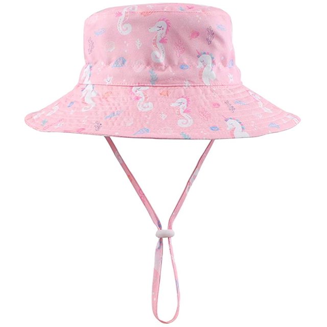 Chapeau de Soleil pour Fille Tout-Petit Chapeau de Plage Respirant Chapeau à Sangle de Menton Réglable 50+UPF