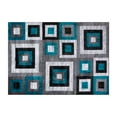 thumbnail image 2 of BizChair Geometric 6' x 9' Turquoise, Grey, and White Olefin Area Rug with Cotton Backing, Living Room, Bedroom, 2 of 10