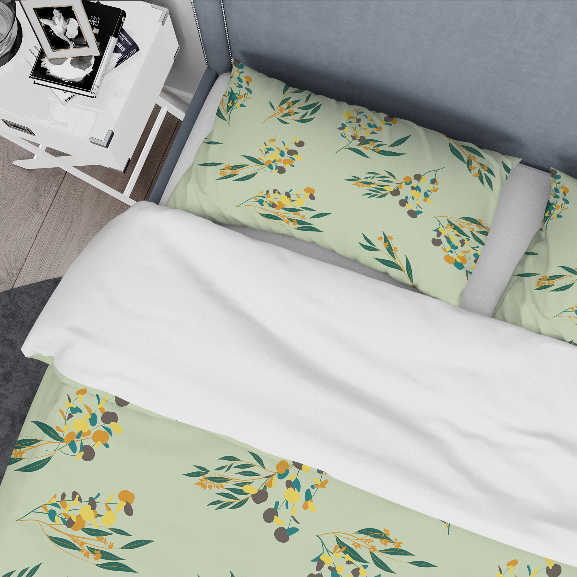 Designart 'Bright Eucalyptus Floral Pattern III' Mid-Century Modern Duvet Cover Set