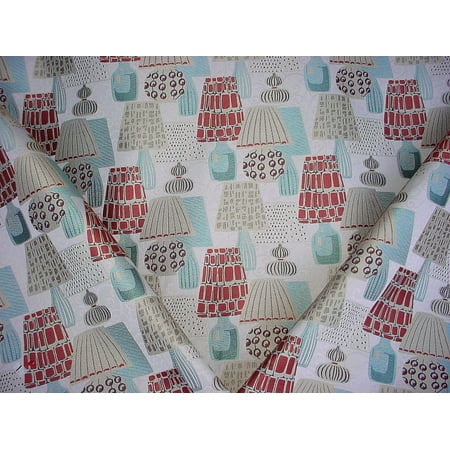 Mid Century Modern Fabric 42H4 - Sienna Aqua Silver Lamp Shade Accent Art Deco Mid Century Modern Novelty Tapestry / Brocade To the Trade / Designer Upholstery Drapery Fabric - By the Yard ()