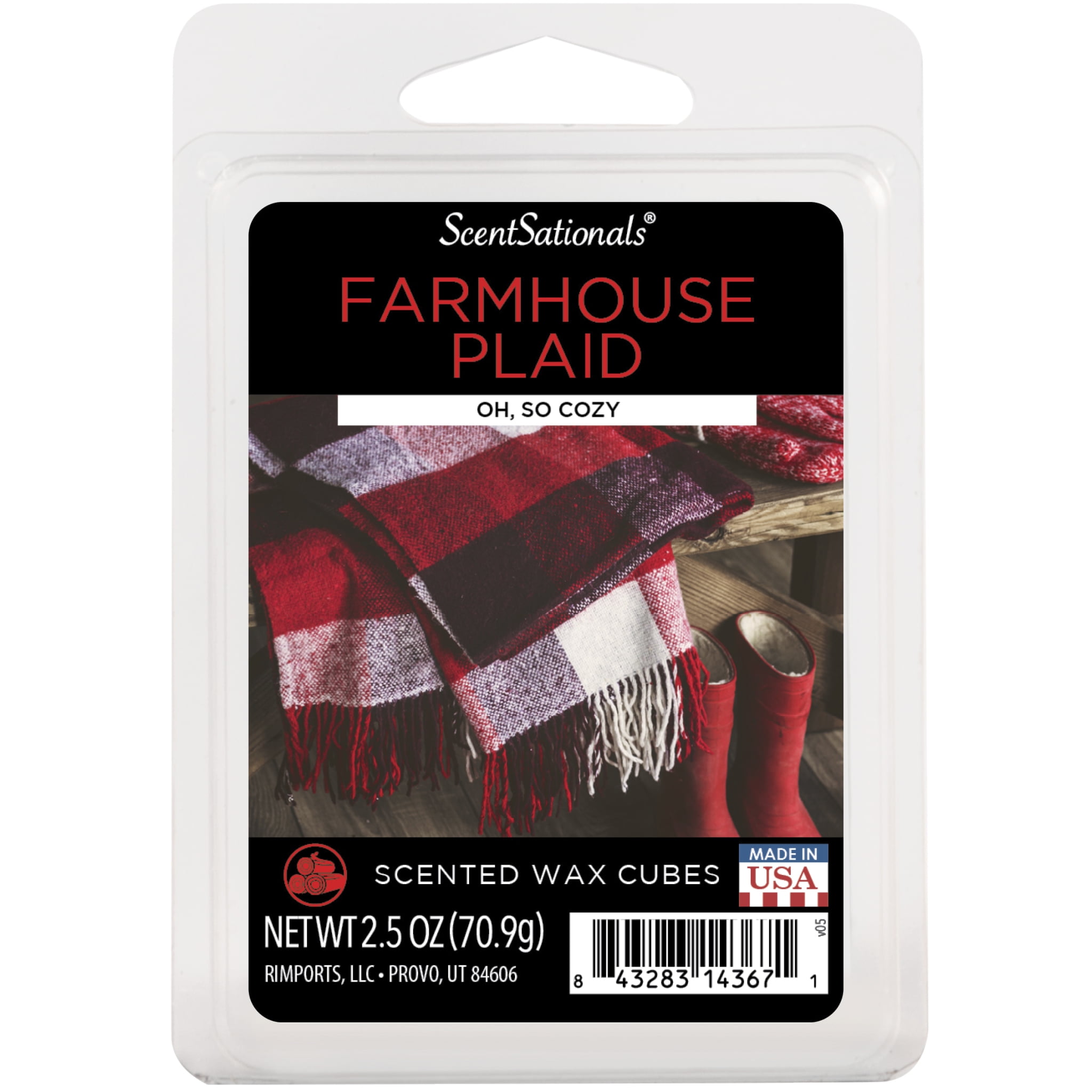 Farmhouse Plaid Scented Wax Melts, ScentSationals, 2.5 oz (1-Pack)