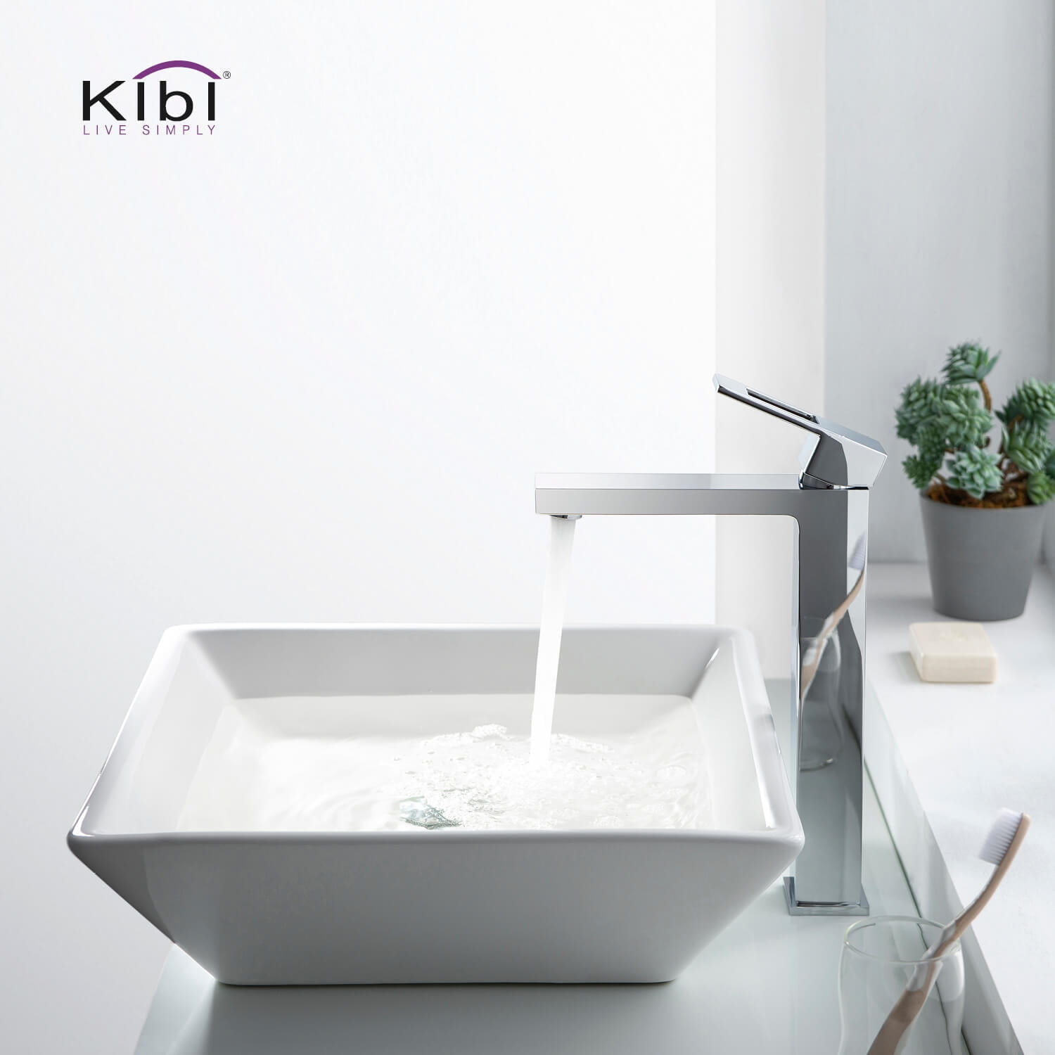 Kibi Cubic Single Handle Bathroom Vessel Sink Faucet