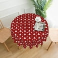 thumbnail image 3 of Christmas Round Tablecloth 60 Inch, Red Winter Christmas Tree Table Cloth for Xmas Rustic Farmhouse Kitchen Decor, Wipeable Polyester Fabric Table Cover for Holiday Party, 3 of 6